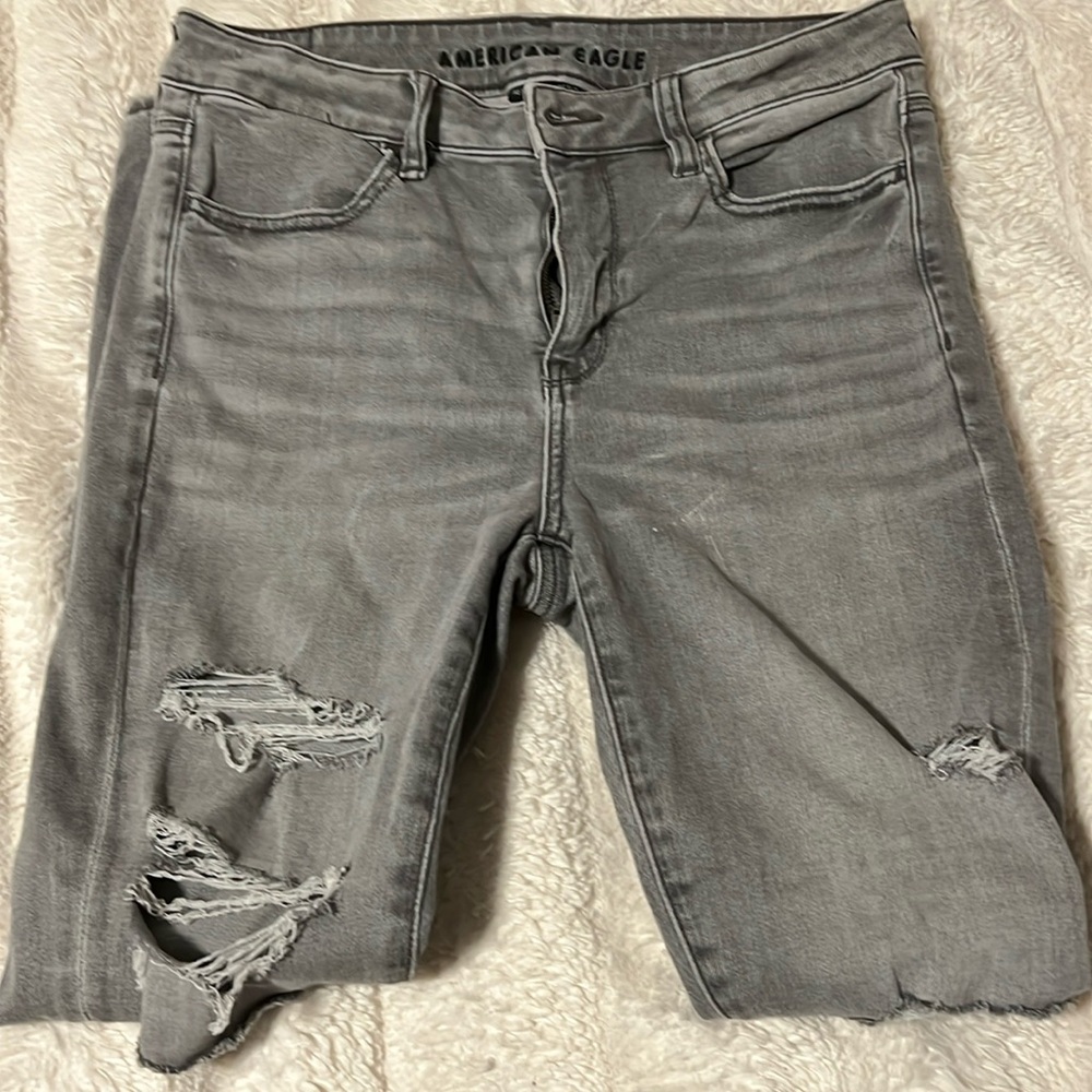American Eagle gray ripped jeans